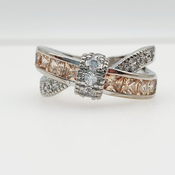 🔥New 💛Champagne Diamond CZ💎 925 Silver Plated Punk Cocktail Ring, GPMB1402 - Picture 5 of 6